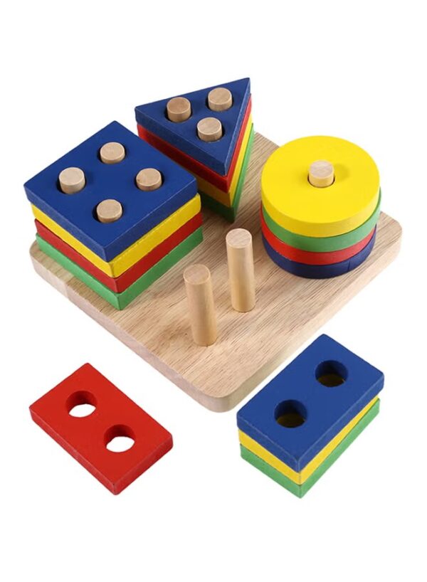Generic Bjm Wooden Geometric Sorting Building Blocks