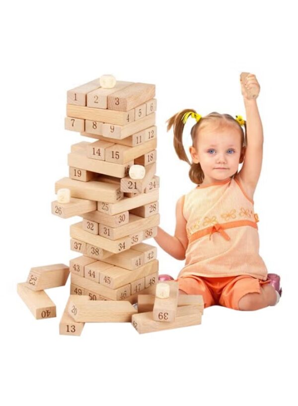 Generic Bjm Piece Quality Beech Wooden Tower Building Blocks Domino Jenga Game Toy 5+ Years