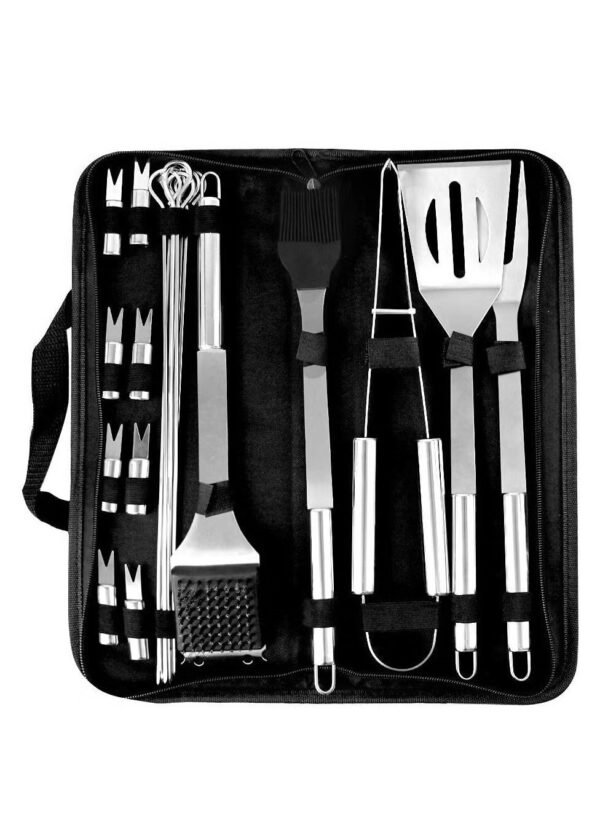 Generic Bjm BBQ Grill Tools Set Heavy Duty Stainless Steel Barbecue Pastry Baking Utensils Set Kicthen Cooking Food Accessories Kit with Storage Case multicolour