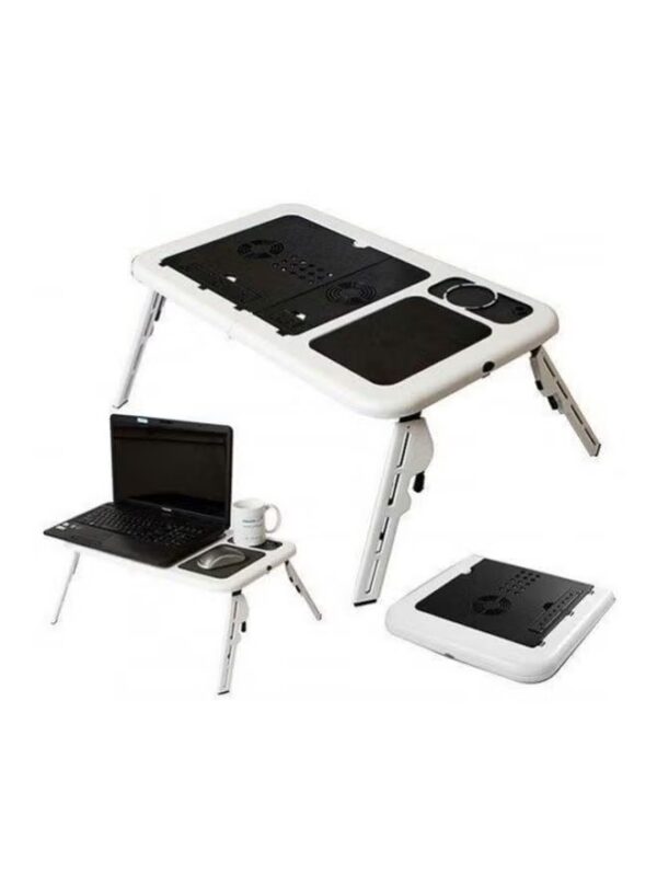 Generic Bjm Portable Laptop Table With Cooling Fan Black/White