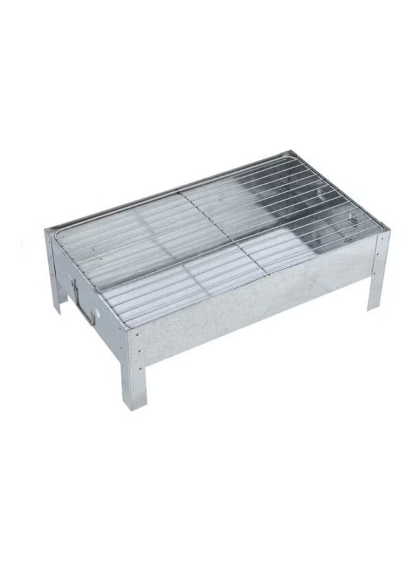 Generic Bjm Portable Stainless Steel Barbecue Stand With Grill Indoor And Outoor Silver 44.5x26.5cm