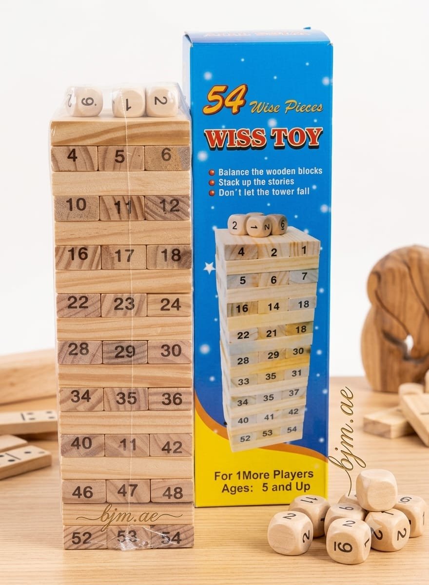 WISS TOY – 54-Piece Wooden Stacking Game (Brown Color)