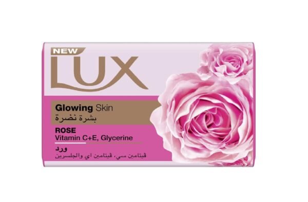 LUX Bar Soap for glowing skin, Rose, with Vitamin C, E, and Glycerine, 75g