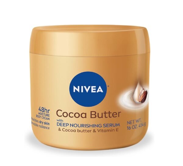 NIVEA Cocoa Butter Body Cream - 48 Hour Moisture For Dry Skin To Very Dry Skin - 15.5 oz. Jar