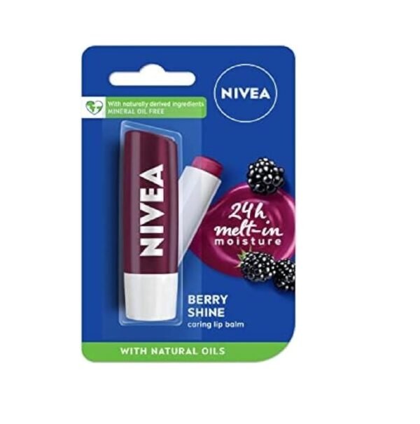 NIVEA Lip Balm, Fruity Berry Shine, 4.8G