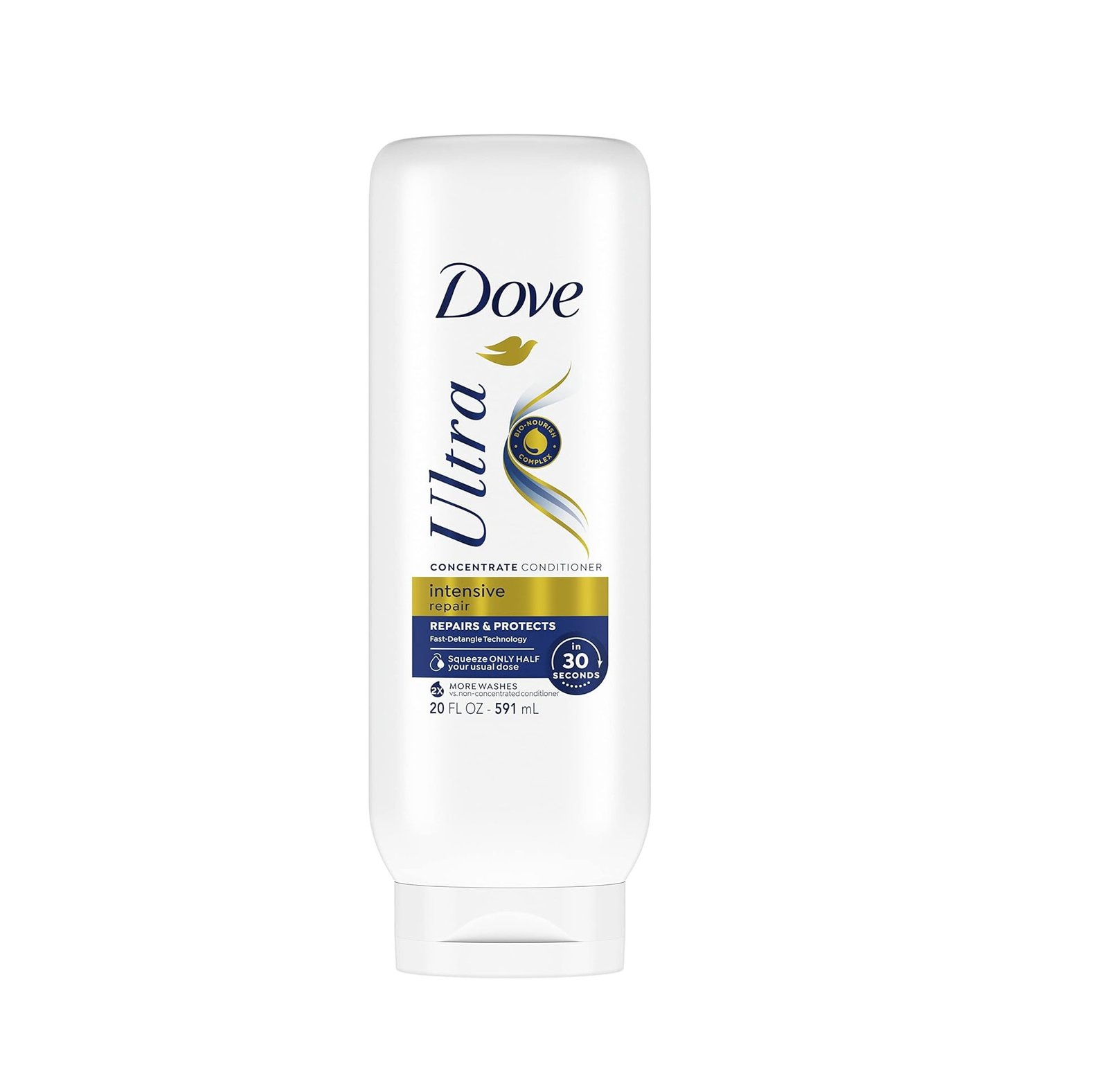 Dove Ultra Intensive Repair Concentrate Conditioner for Damaged Hair Fast Detangle Technology Repairs and Protects in 30 Seconds with 2X More Washes 20 oz