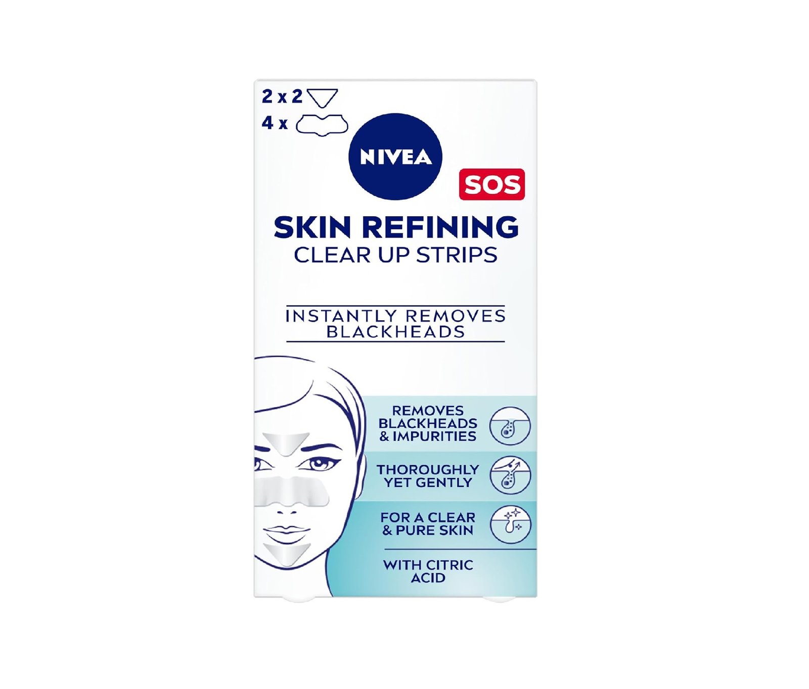 NIVEA Face Strips, Skin Refining Clear-Up, Citrid Acid, 6 strips