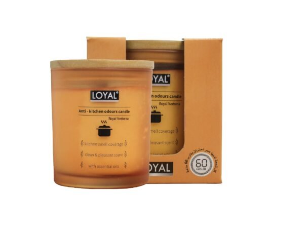 LOYAL Anti-Kitchen Odor Candle with citrus notes, leading to floral geraniums and a woody sandalwood finish - kitchen smell coverage - long burning