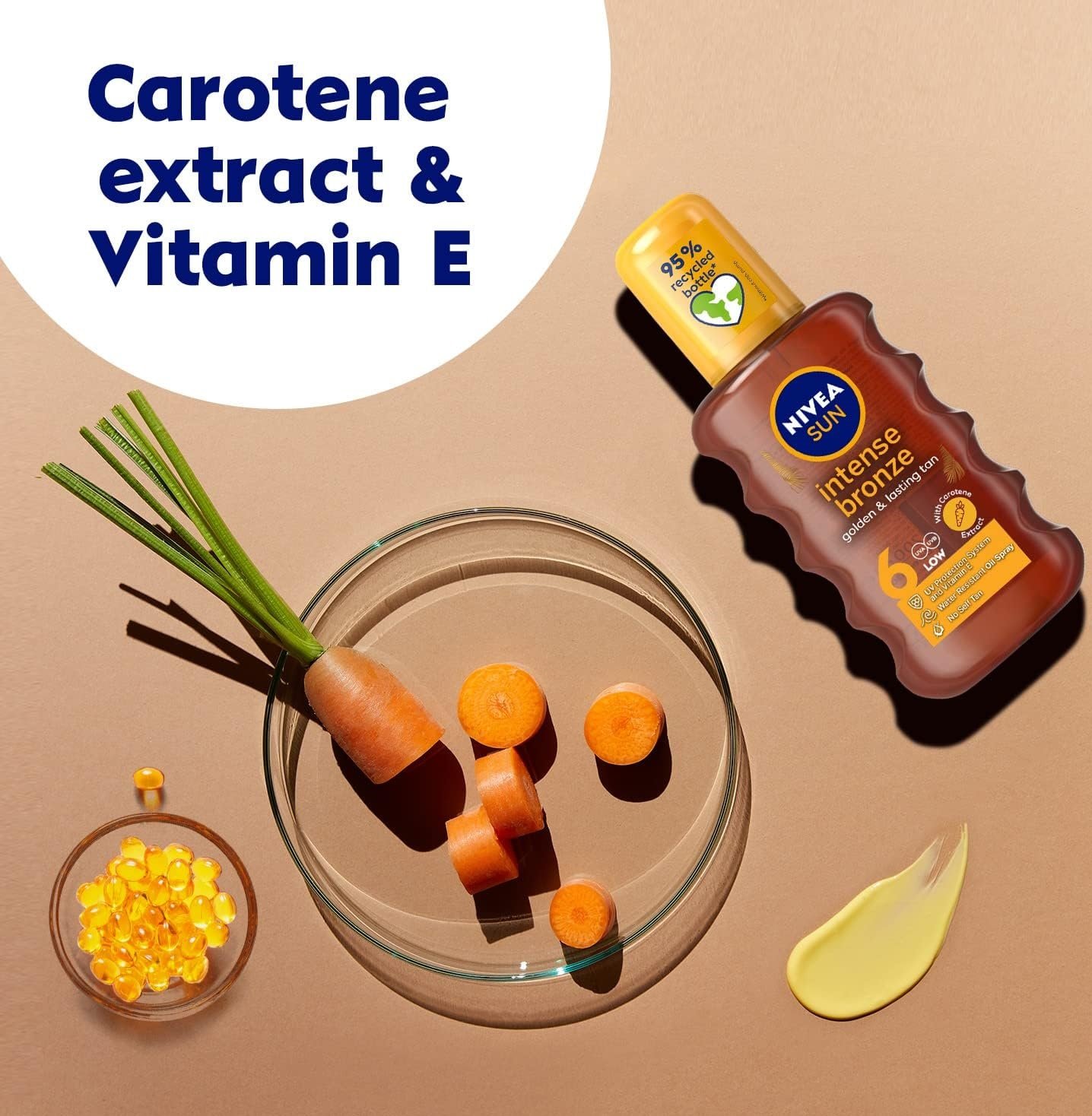 NIVEA SUN Tanning Oil Spray, Carotenne, Vitamine E & Jojoba Oil, SPF 6, 200ml - Image 2