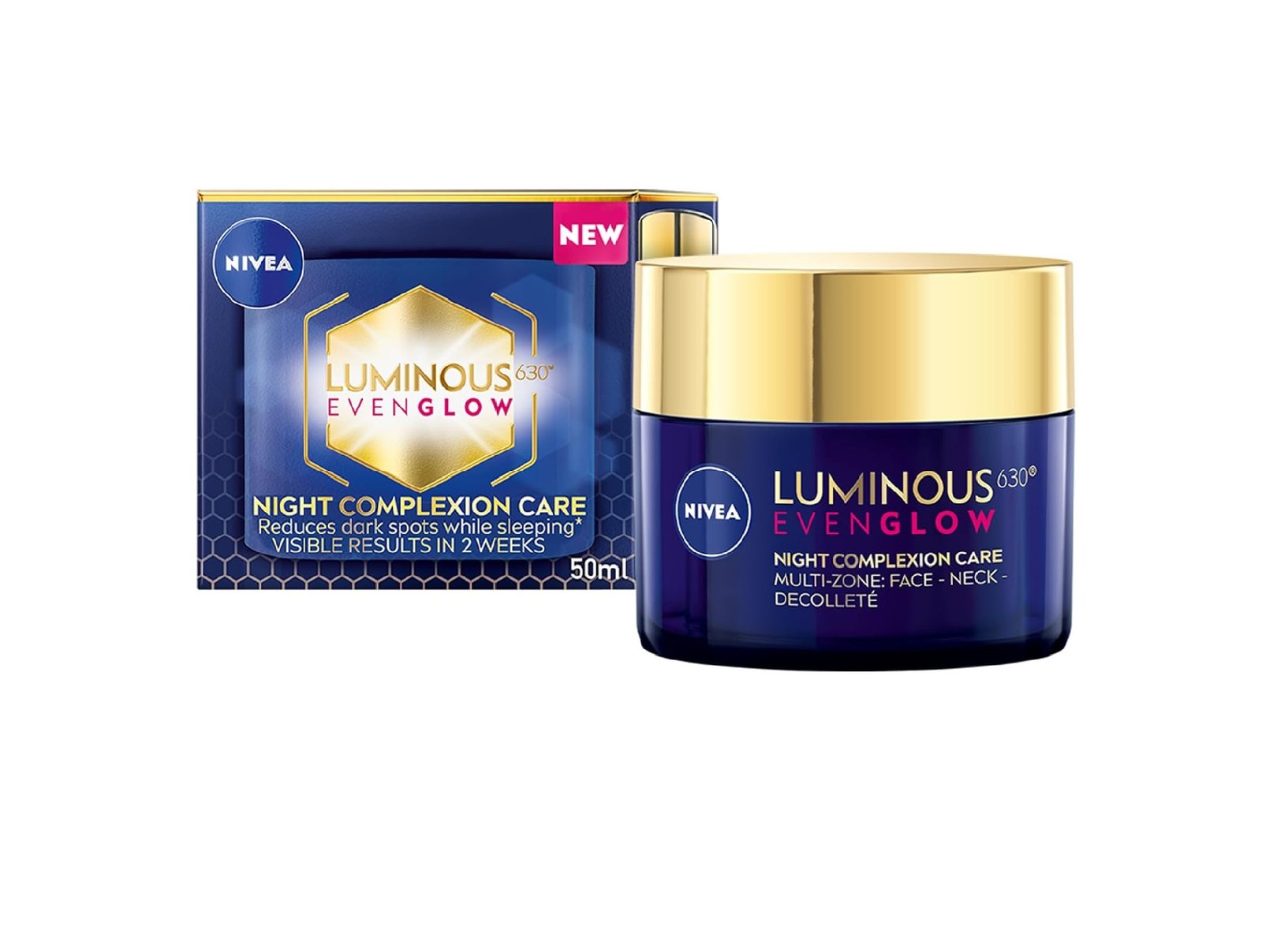 NIVEA LUMINOUS 630 EVEN GLOW Anti Dark Spot Face Night Cream, Revitalizing Skin Complexion Repair, Spotless Even Skin, Hydrating Hyaluronic Acid, 50ml