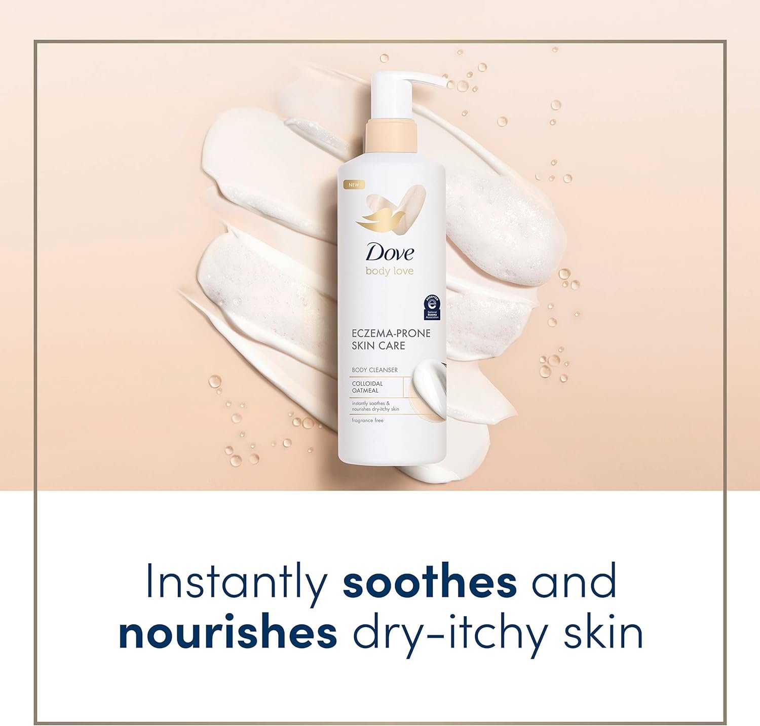Dove Body Love Body Cleanser Eczema-Prone Skin Care Colloidal Oatmeal 3 Count Fragrance Free Body Wash Instantly Soothes & Nourishes Dry-Itchy Skin 17.5 FO - Image 3