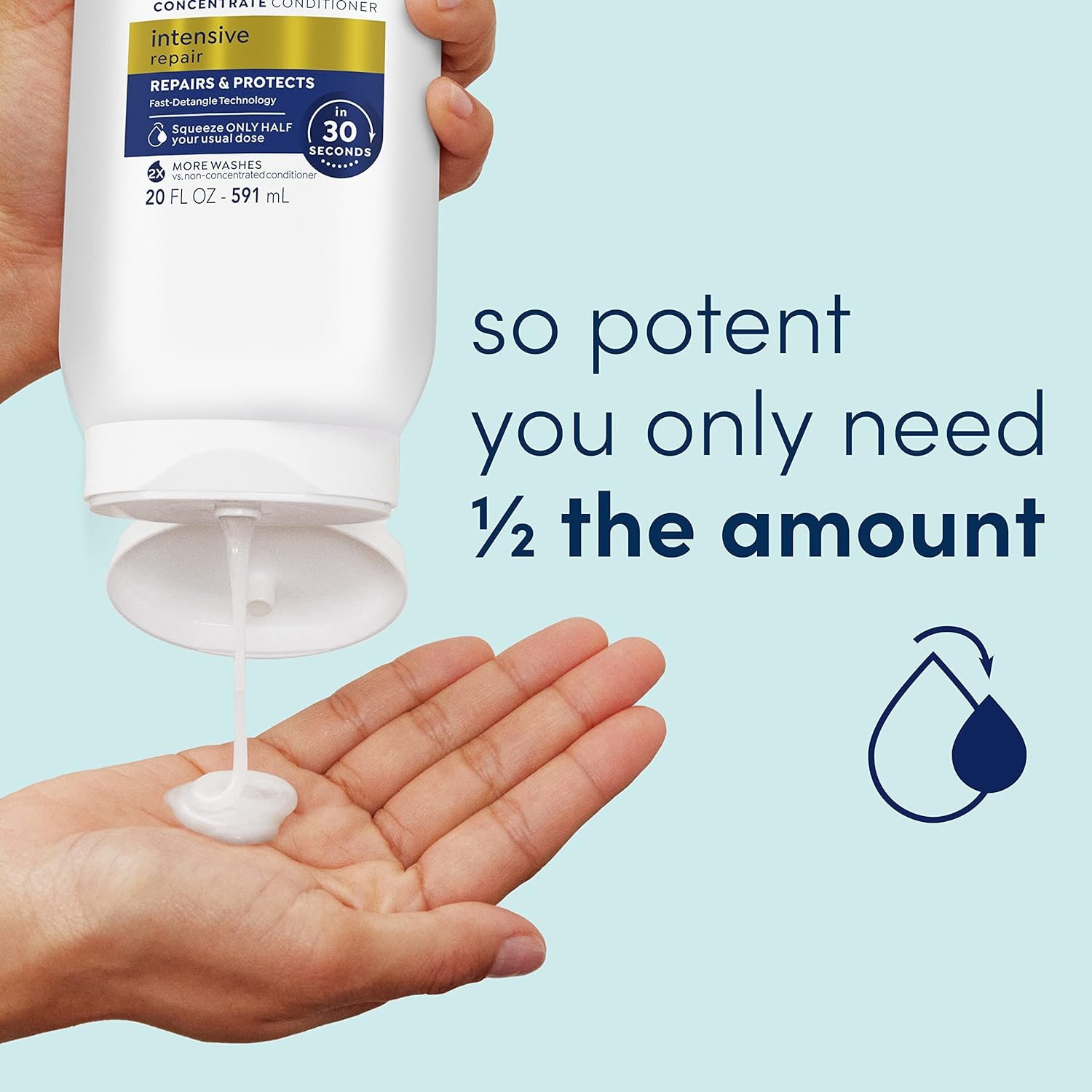 Dove Ultra Intensive Repair Concentrate Conditioner for Damaged Hair Fast Detangle Technology Repairs and Protects in 30 Seconds with 2X More Washes 20 oz - Image 3
