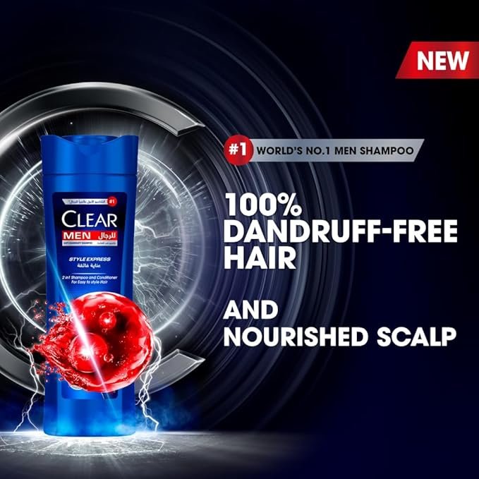 CLEAR 2in1 Shampoo & conditioner for men, anti dandruff shampoo, Style Express, 100% dandruff-free hair & nourished scalp, 200ml - Image 2