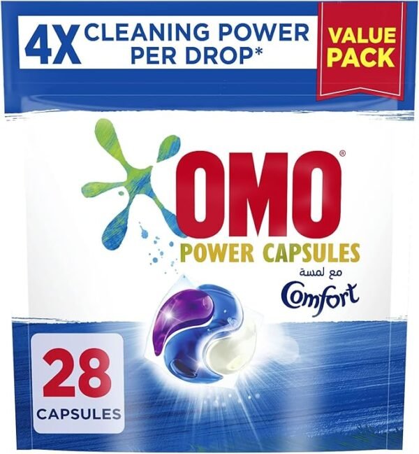 OMO 3-in-1 Power Capsules, with Touch of Comfort, for 4x cleaning power, 28 Pods (728g)