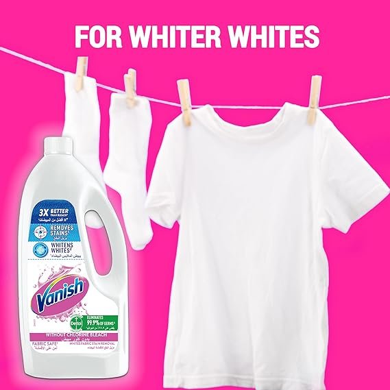 Vanish Laundry Stain Remover Liquid For Whites, Can Be Used With And Without Detergents, Additives & Fabric Softeners, 3L - package may vary - Image 2