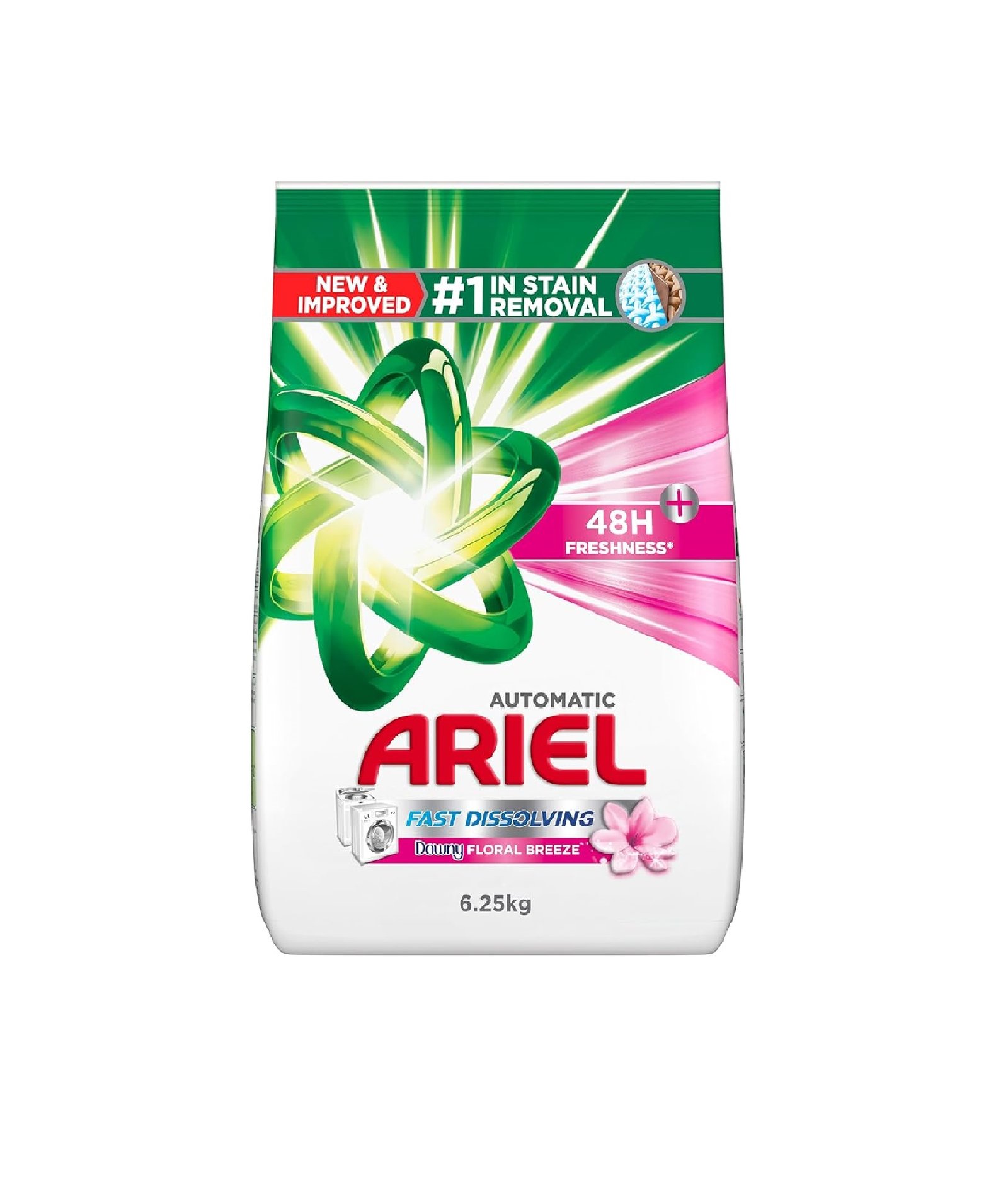 Ariel Fast Dissolving Laundry Detergent Powder with Floral Breeze, 6.25 KG