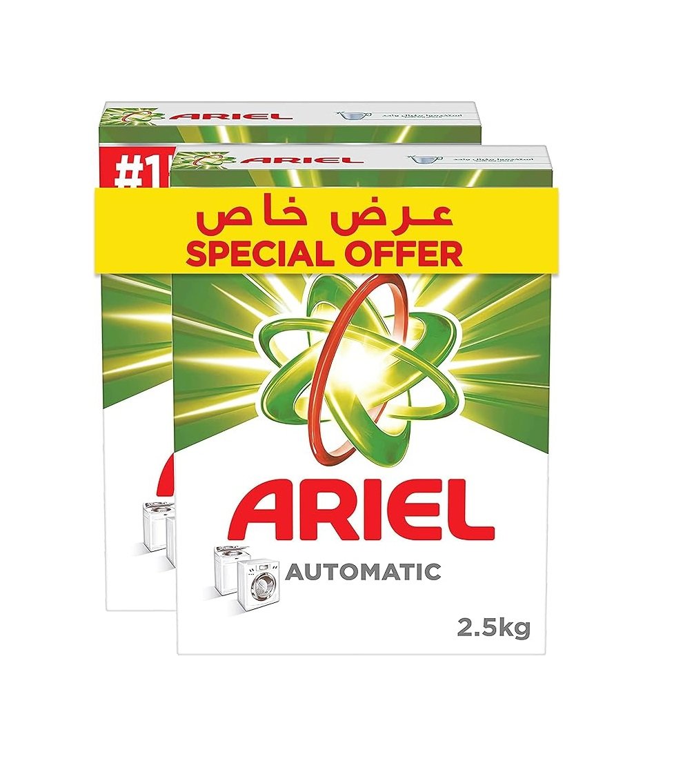 Ariel Automatic Laundry Detergent Powder, Original Scent, Stain-Free Clean Laundry, Washing Powder, Dual Pack, 2.5Kg