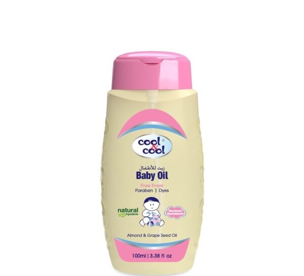 Cool & Cool Baby Oil - 100ML - Paraben Free,Enriched with Vitamin E and Grape Seed Oil for Gentle Hydration