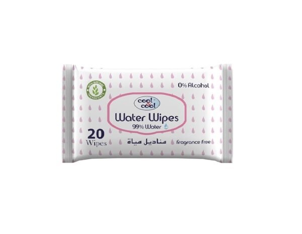 Cool & Cool Aqua Wipes 20's - 99% AQUA, 0% Alcohol, Ultra Sensitive, Fragrance-Free, Natural Ingredients