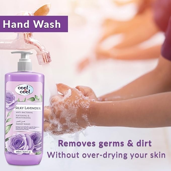 Cool & Cool Silky Lavender- 500Ml - Anti-Bacterial,Skin-Softening & Moisturizing Liquid Hand Wash - Image 3