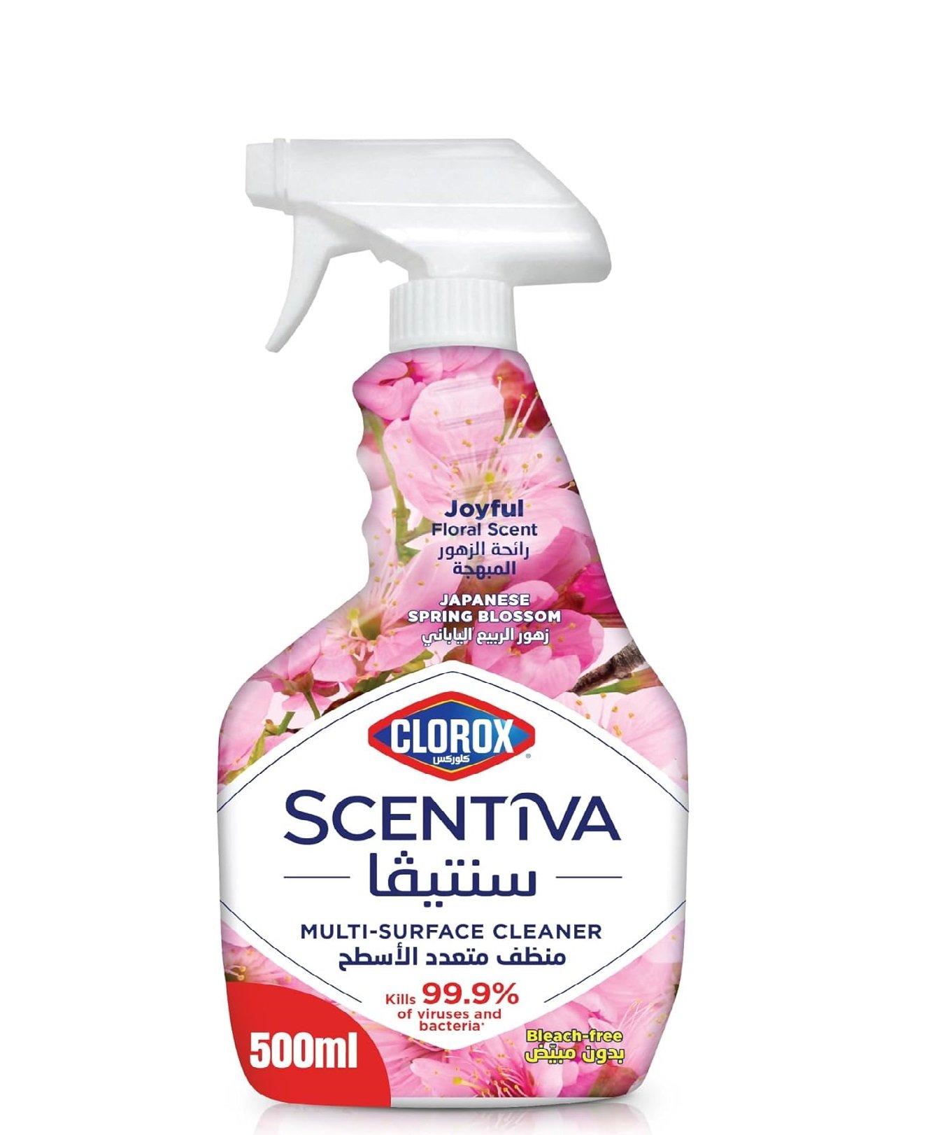 Clorox Scentiva Multi-Surface Cleaner 500ml, Japanese Spring Blossom, Bleach Free Disinfectant Spray