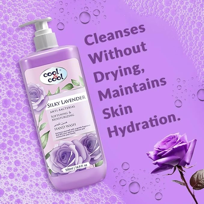 Cool & Cool Silky Lavender- 500Ml - Anti-Bacterial,Skin-Softening & Moisturizing Liquid Hand Wash - Image 2