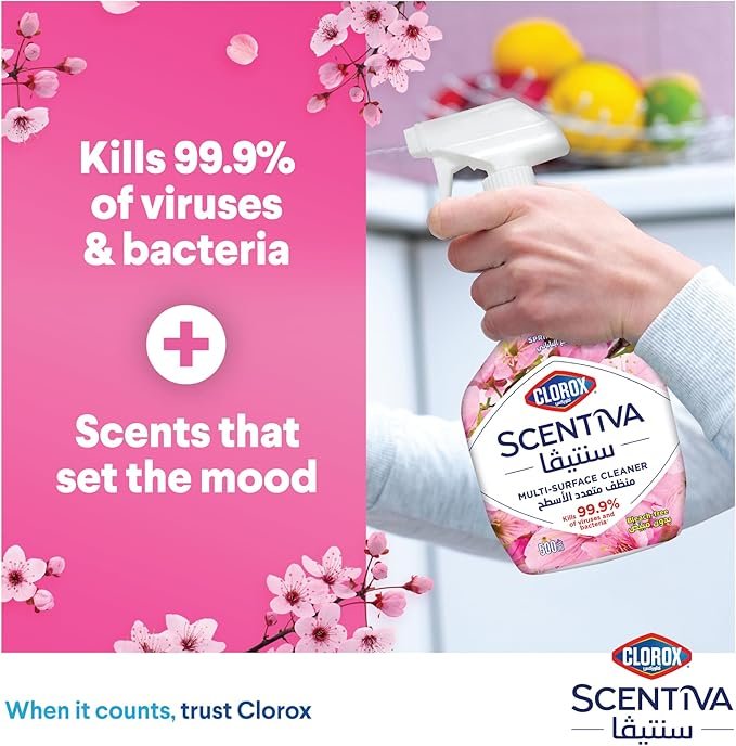 Clorox Scentiva Multi-Surface Cleaner 500ml, Japanese Spring Blossom, Bleach Free Disinfectant Spray - Image 3